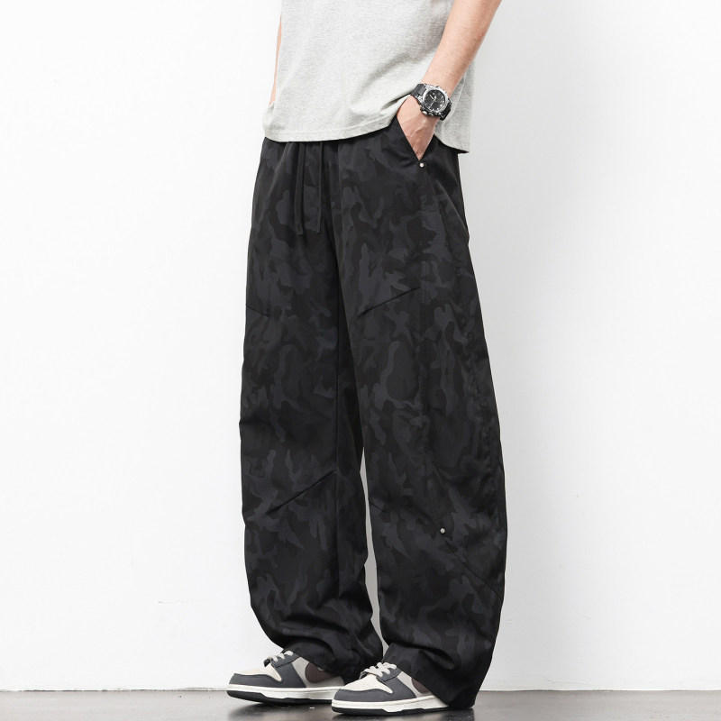 American-Style Workwear Ice Silk Casual Pants for Men, Spring and Summer Versatile Thin Camouflage Curved Sports Drape Wide-Leg Pants