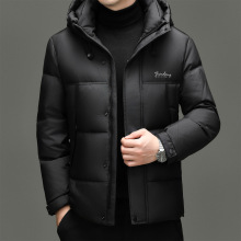 品牌加厚男士羽绒服短款2025冬季新款中年连帽白鸭绒保暖运动外套