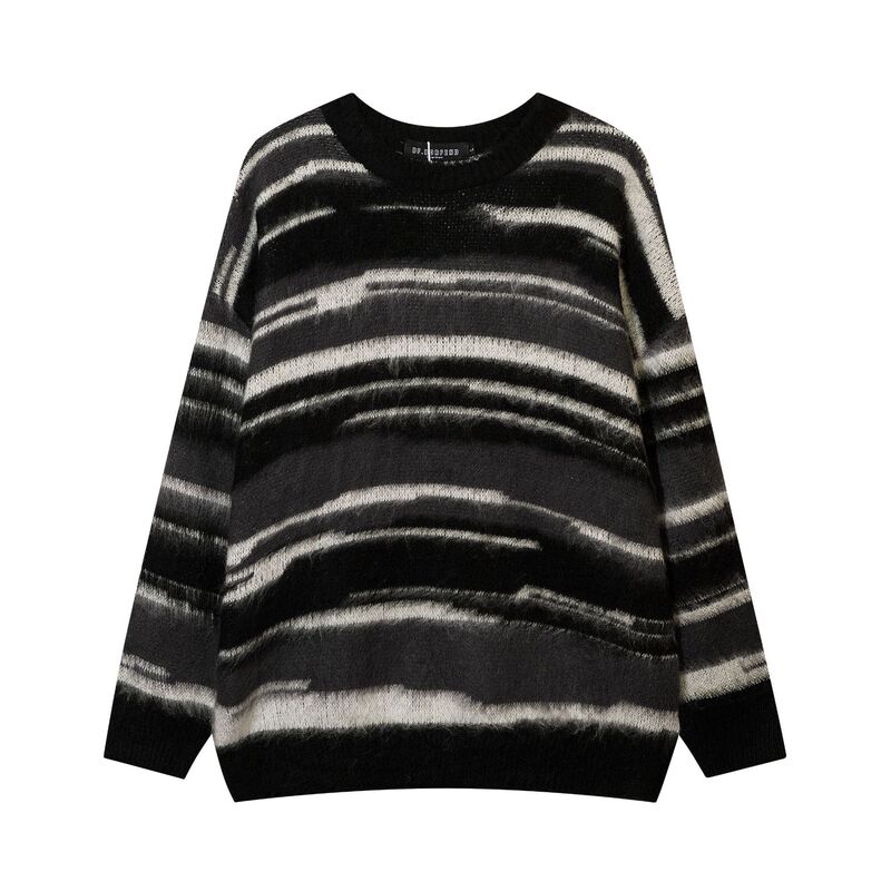 Bf.Borfend/Beifeng American Retro Mohair Striped Sweater, Loose and Versatile, Lazy Style Knit Top Bf.Borfend/Beifeng American Retro Mohair Striped Sweater, Loose and Versatile, Lazy Style Knit Top