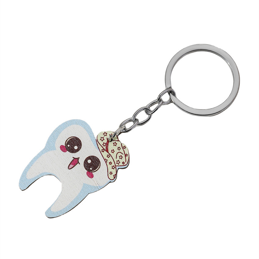 12g Weight Bag Pendant, Keychain Classification 1 Piece Quantity Holiday, Daily Occasion Wood Material Unisex Gender Cute Style Cute Teeth Wood Unisex Bag Pendant Keychain 9