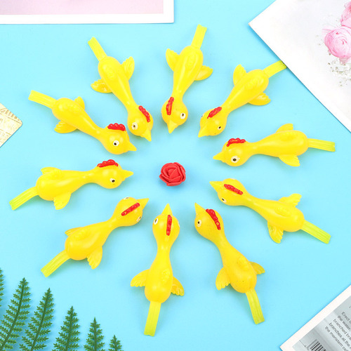 Cross-border creative launch chicken fun pranks fire chicken stress relief new unique finger slingshot street stall toys wholesale 
