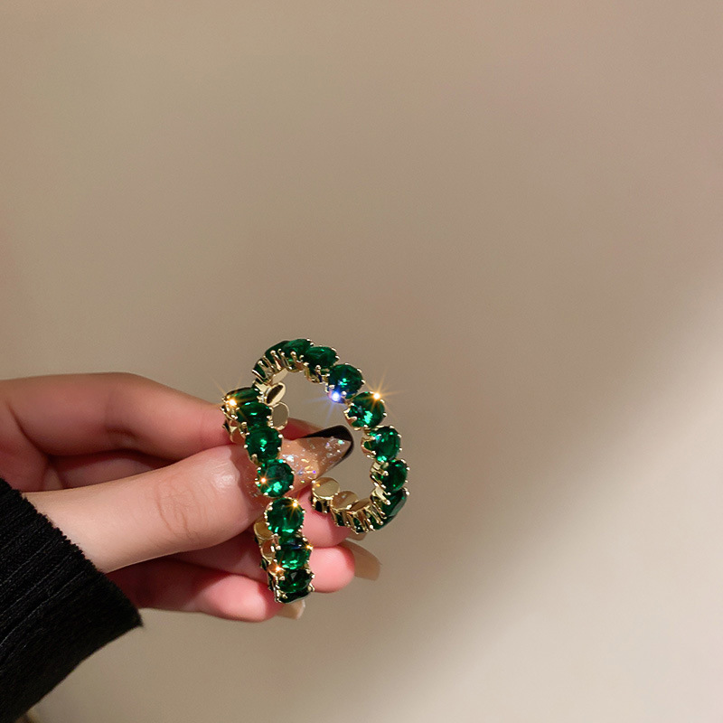 Temperamento de pendientes verdes pendientes ligeros lujosos de alto nivel sensación de pendientes zircon flores joyas geométricas al por mayor fábrica
