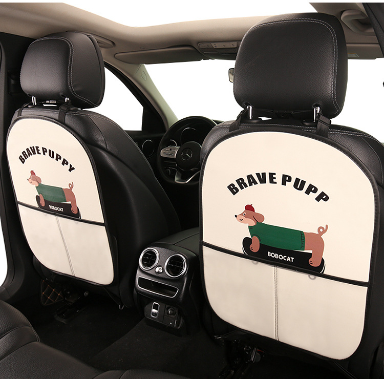 Dachshund Anti-Kick Mat Cartoon Car Seat Back Anti-Kick Mat Car Anti-Stain Mat Anti-Dirt Mat with Storage Bag for Car Interior