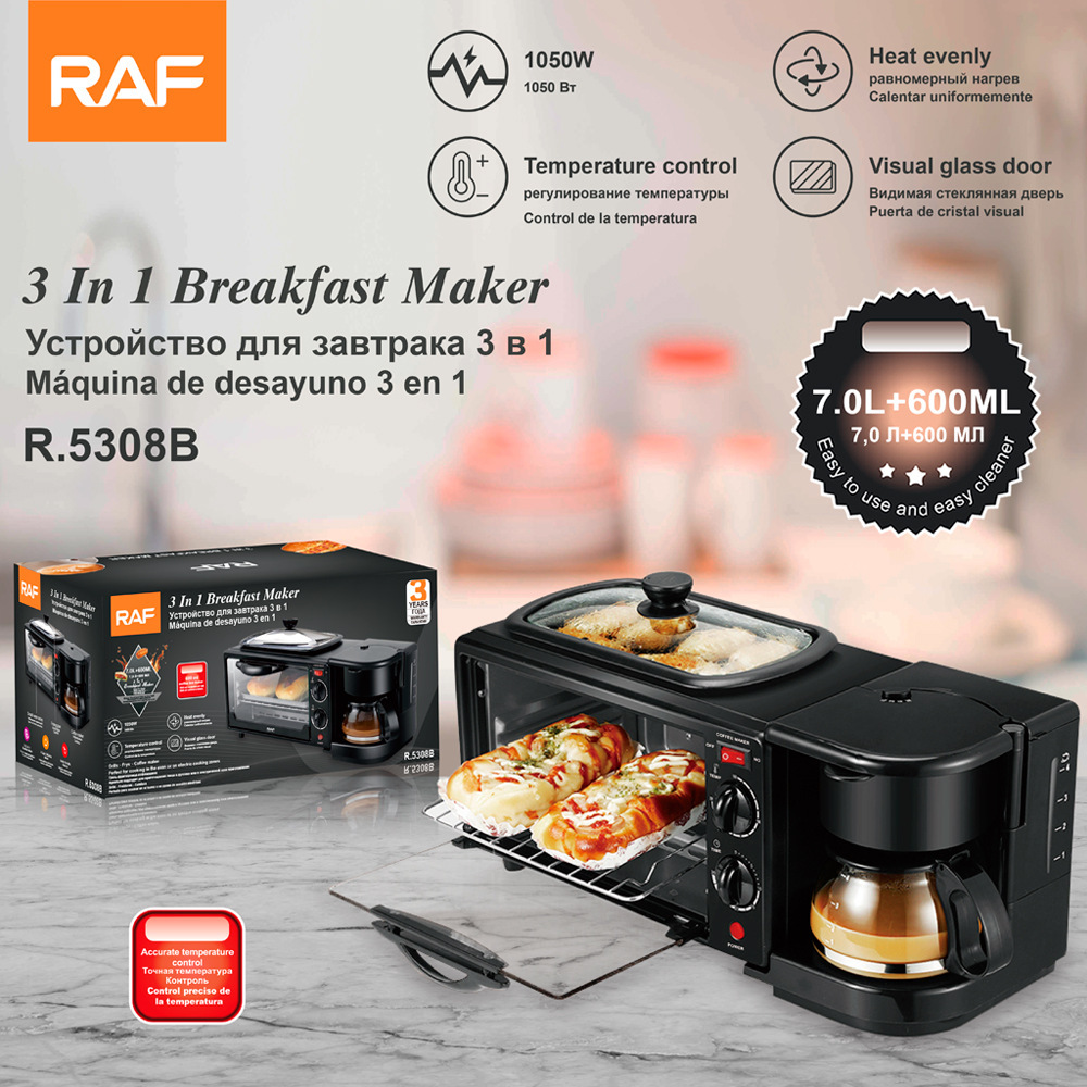 Horno eléctrico RAF estándar americano estándar europeo tres en uno horno doméstico multifuncional horno automático freidora visual 7L
