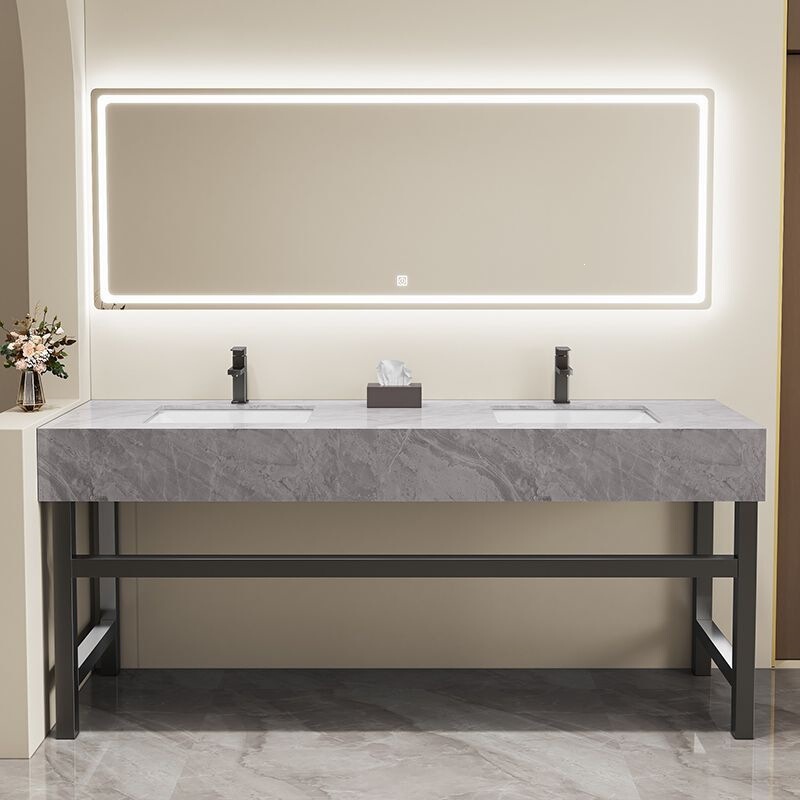 Public Restroom Sink, Double Bathroom Cabinet, Marble Sink, Integrated Basin, Bathroom Cabinet, Washbasin