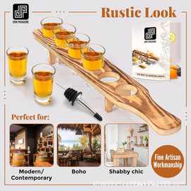 跨境带把手木质烈酒杯架实木白酒红酒分配器木制鸡尾酒调酒杯架