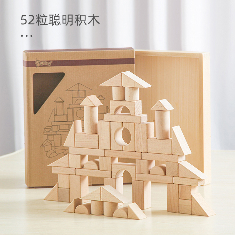 Juguetes de madera Luban espiga y espiga gran granulada bloque de construcción cabaña educación temprana para niños rompecabezas casa pequeña arquitecto