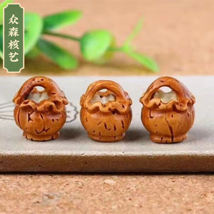 Factory wholesale peach stone carving peach stone carving lace cradle Dragon peach stone diy peach basket lace peach blue shake