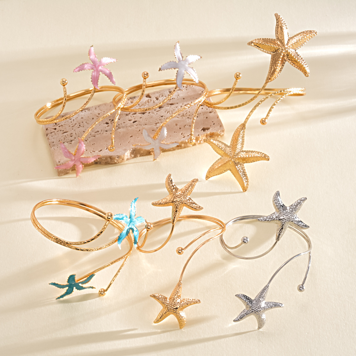 Europa y los Estados Unidos goteo de aceite de estrellas de mar abierto brazalete personalidad transfronteriza dopamina vacaciones de mar joyas de brazalete de mujer