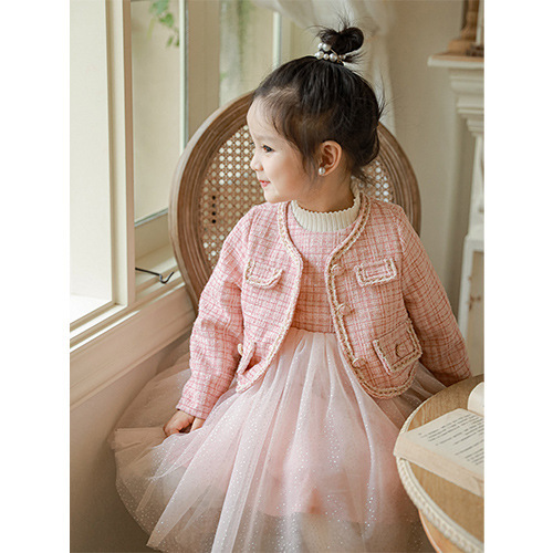 Qiu Duomeng girls' small fragrant style jacket princess skirt suit 2024 new spring and autumn children's sweet and cute dress