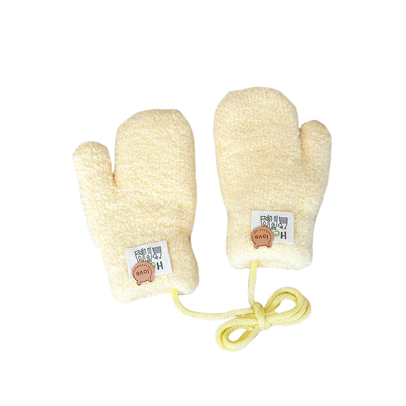 Guantes de cuello para niños otoño y invierno 0 - 2 años 1 bebés varones bebés niñas y dedos de lana para mantener el calor y el grosor