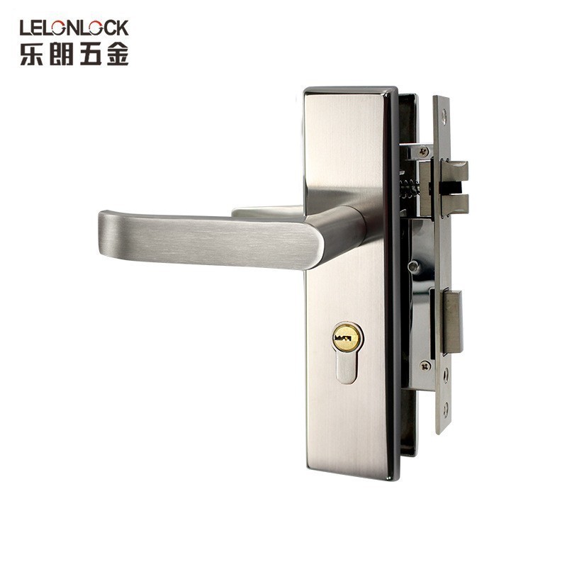 Acero inoxidable 304 panel interior puerta cerradura mudo negro cerradura baño dormitorio puerta de madera cerradura manija de la puerta cerradura