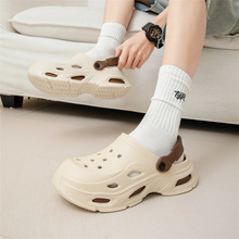 厚底洞洞鞋男夏季2025新款时尚踩屎感沙滩凉鞋防滑包头拖鞋女士