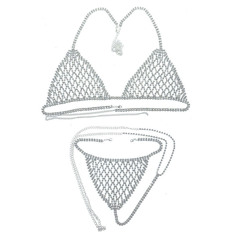 : цепь из страз Body Chain для груди и бёдер, набор цепочек — золотой/серебряный, модный ночной аксессуар