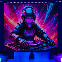 荧光挂毯uv荧光派对氛围感挂毯直播背景装饰布卧室床头挂布挂毯