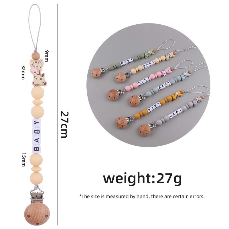 Nuevo bebé suministros de silicona chupete Cadena de dibujos animados animal jirafa silicona mordedura chupete cadena anti-gota cadena