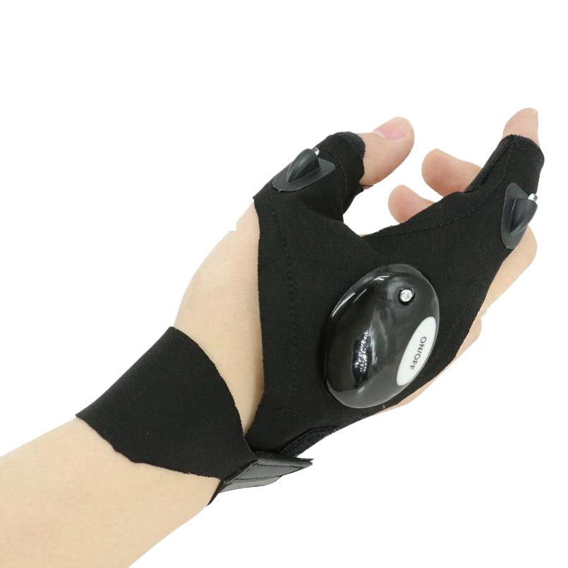 Caliente impermeable antideslizante nylon noche de pesca con luz guantes de iluminación al aire libre pesca artefacto coche reparación guantes Luz