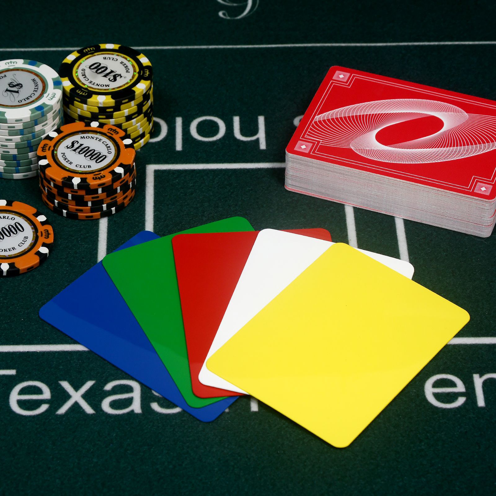 Made of High-Quality Pvc Plastic, Ultra-Thin Texas Hold'Em Poker Cards, Five-Color Competition Universal Poker Auxiliary Accessories