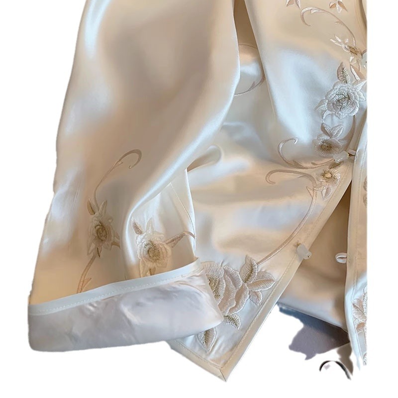 Women's Clothing heavy embroidery acetate satin round neck short jacket 2024 spring women's national style high style temperament top_voghion.com