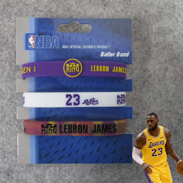 Estrella de baloncesto Kobe James Owen Currillos firma ajustable pulsera mixta blanca de tres piezas para fanáticos