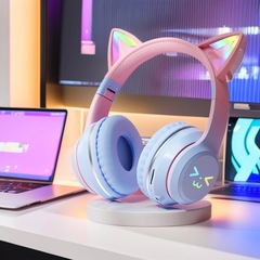 発光新しいグラデーションカラー猫耳 Bluetooth ヘッドセットワイヤレスヘッドマウント重低音超長バッテリー寿命クロスボーダーヘッドセット
