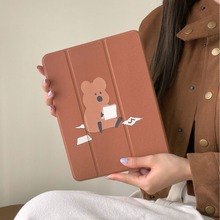 新款iPad保护套适配iPad10平板电脑iPadair5棕色小熊支架防摔壳