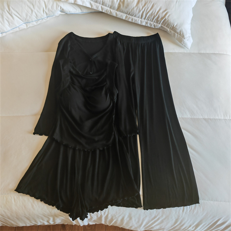 8320#검은색 조끼 + 반바지 + 바지 + 재킷 [고정 가슴 패드]