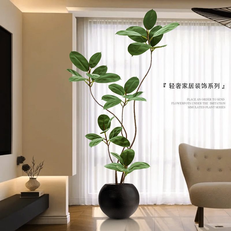 橡皮树仿真绿植客厅落地摆件室内大型仿生盆栽假植物装饰树仿真花