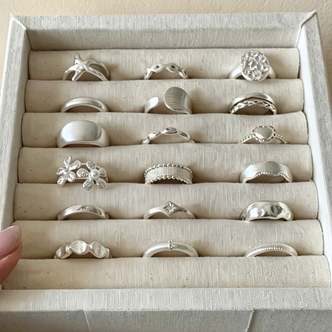 Minimalist S925 Sterling Silver Plain Ring, Light Luxury with a High-End Feel, Versatile Index Finger Ring, Vintage Brushed Open Ring