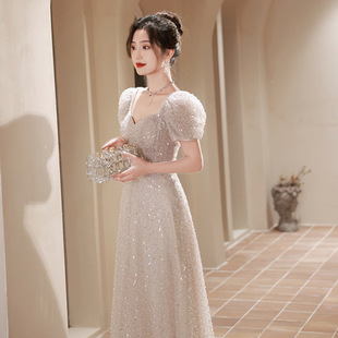 French Evening Dress for Women 2025 Spring and Summer New Vocal Choir Performance Clothing Host Birthday Party Dress