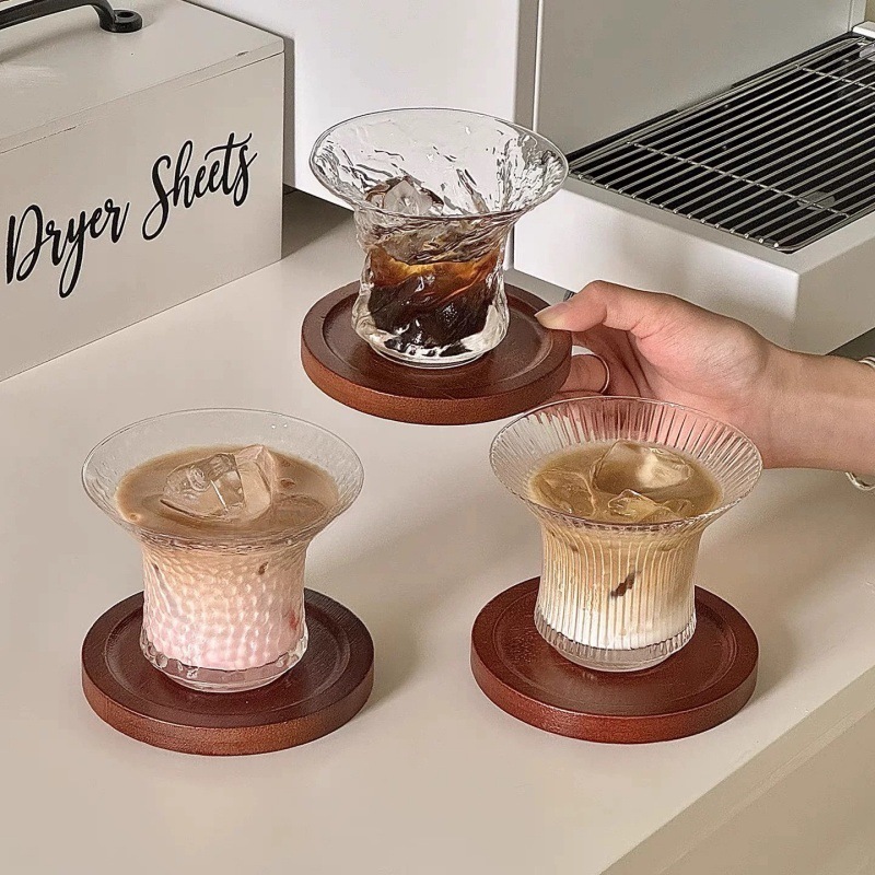 Taza de café americana transparente y delgada, taza de agua de vidrio invertido, taza de café latte, taza de jugo de alto valor de cara