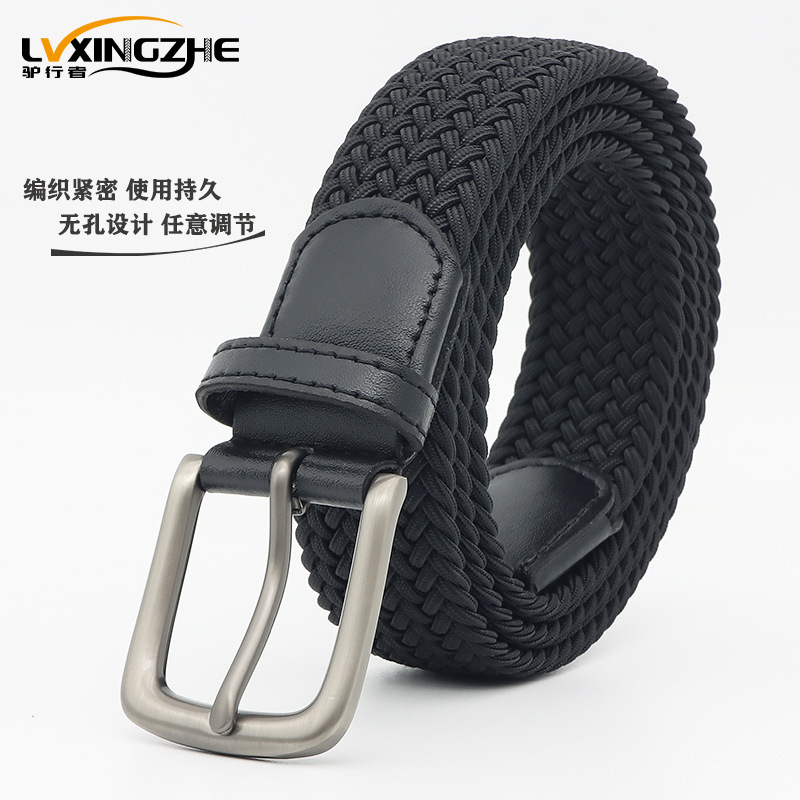 Men's elastic woven metal belt for leisure
