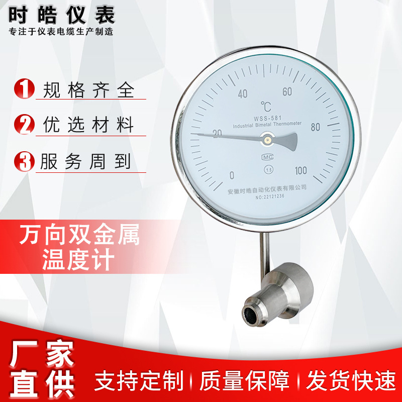 安徽康泰万向双金属温度计指针式温度计不锈钢现场直读温度计