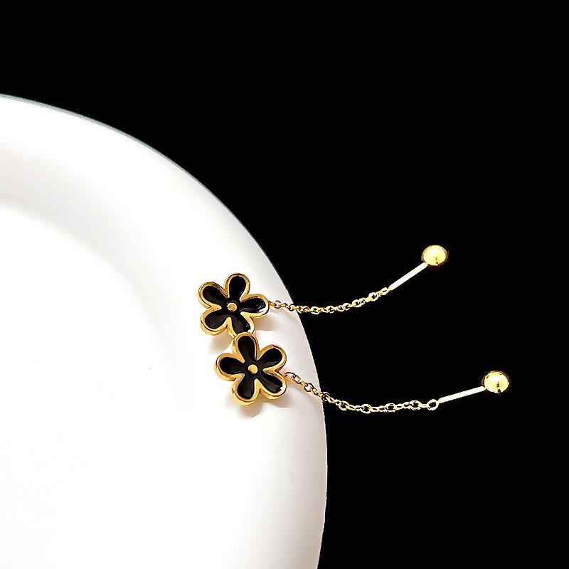 Flower Pattern Women's Gender Plating Design 1 Piece Simple Style Flower Plating 304 Stainless Steel Drop Earrings Ear Studs