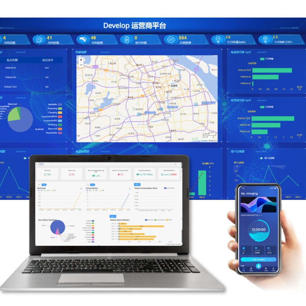 Pheilix自研国产OCPP云平台-充电收费管理平台/企业出海欧美充电