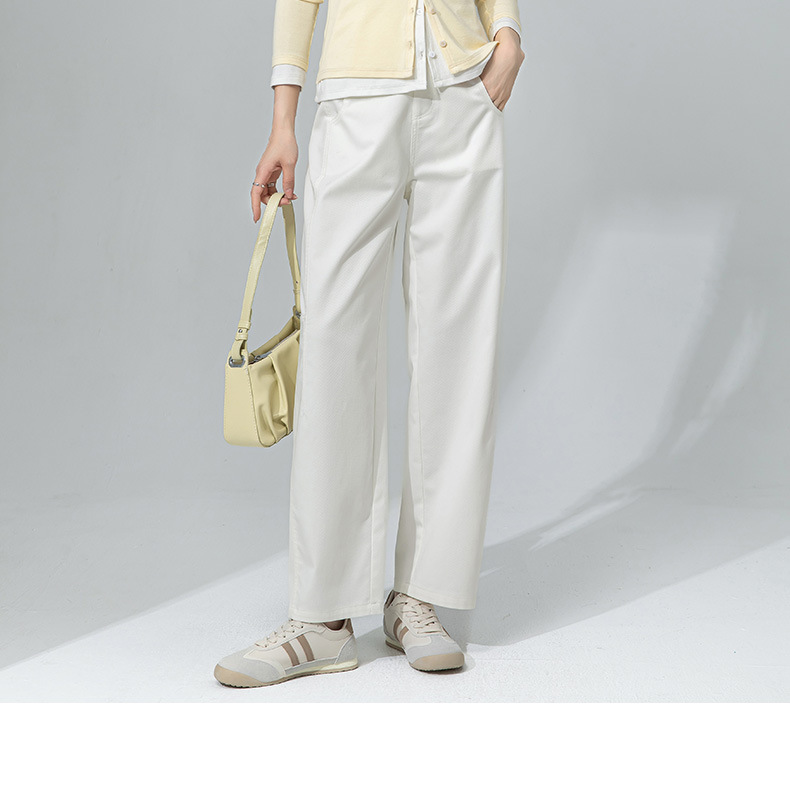 Quần tây nữ ống đứng dáng suông vải Tencel cotton mềm mại, thiết kế 9 phân tôn dáng — Màu trắng chi tiết 2
