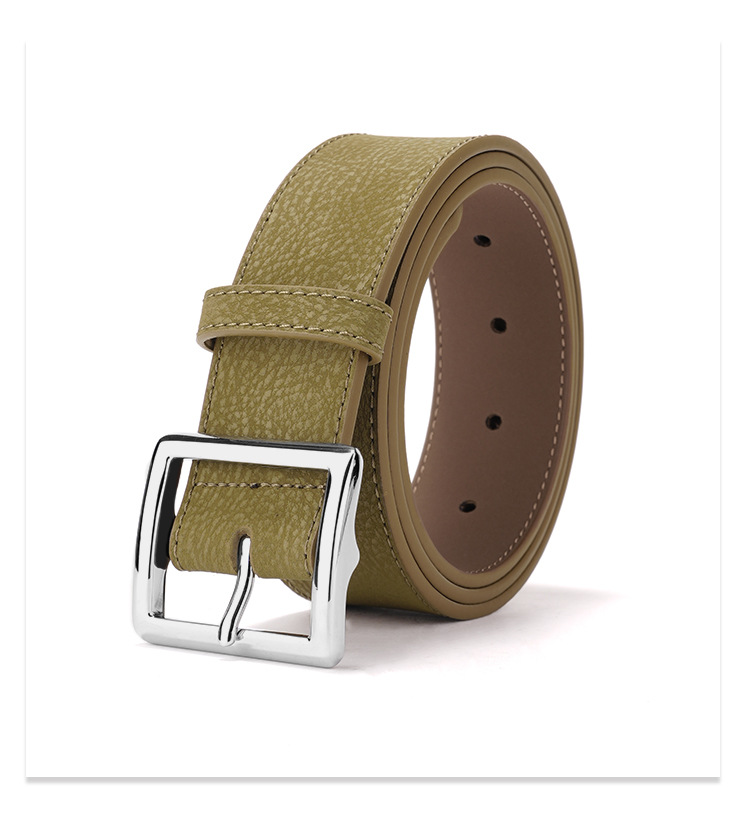 Neuer, vielseitiger Gürtel mit Dornschließe im schlichten Stil für Jeans und Kleider, strukturiertes Design mit gekreuztem Rand, ausgewählte Damengürtel_voghion.com