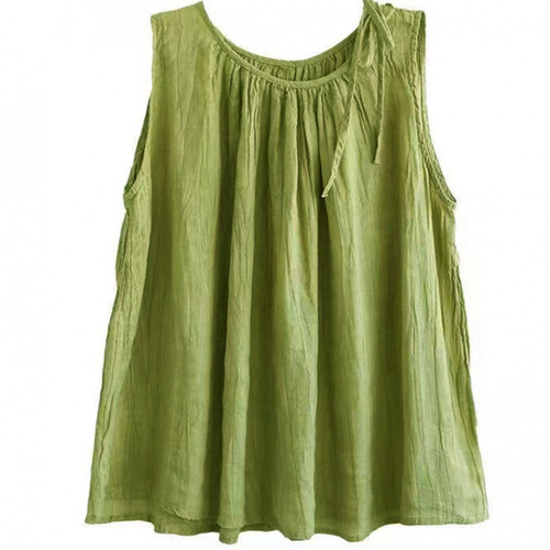 New summer style retro women's vest sleeveless loose pullover base sling top thin style slimming temperament linen and linen