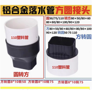 Aluminum Alloy Square Rainwater Pipe Downspout for Villa, Color Aluminum Drainage Pipe Square to Round Connector Adapter, Water Drainage Accessories