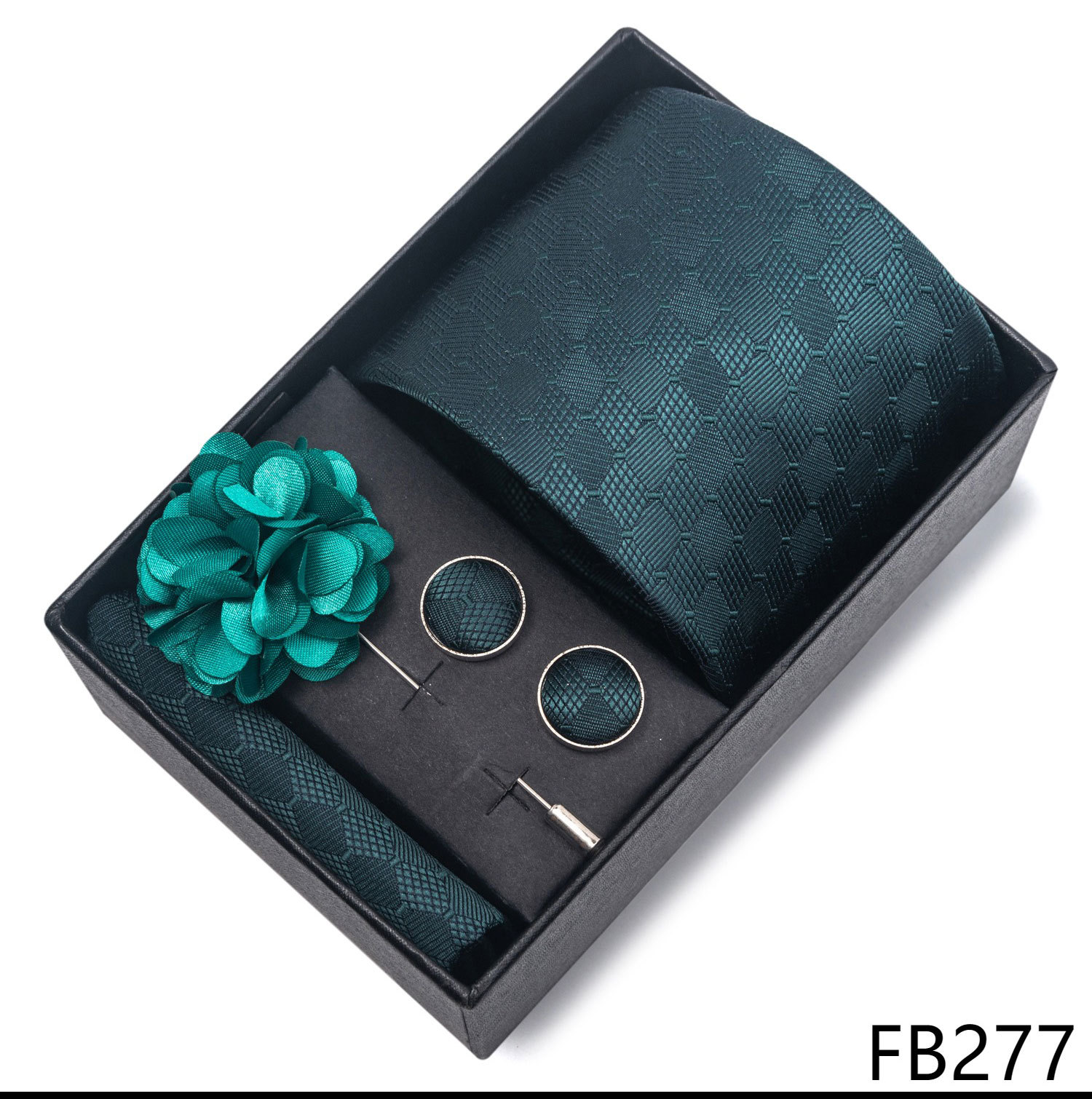 Hochzeits-Bräutigam-Feier Weinrote Krawatte, Herrenanzug-Manschettenknöpfe, Brustblumen-Accessoires-Set-Box_voghion.com