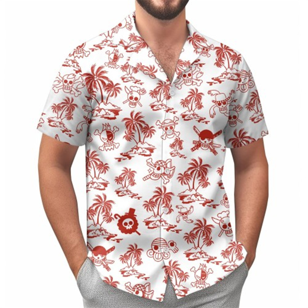 跨境亚马逊Ebay爆款3D印花休闲夏威夷沙滩短袖男女衬衫来图可订