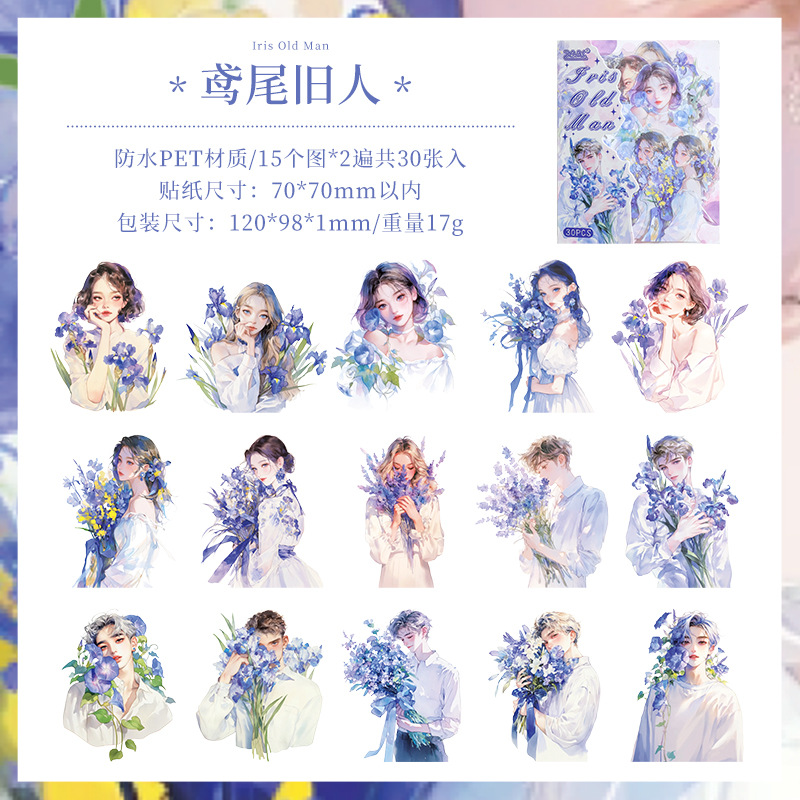 Tea Language Light Song Anime Flower Personaje Tema Pegatinas PET Material de decoración de cuentas de mano de bricolaje Paquete de pegatinas de personajes