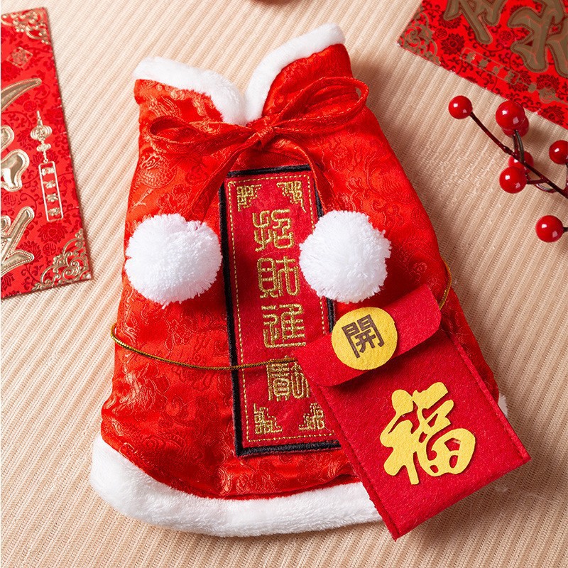 Ropa de Año Nuevo para gatos en invierno engrosado vestido de China mascota gatito gato muñecas de otoño y invierno gato azul camisa de Año Nuevo