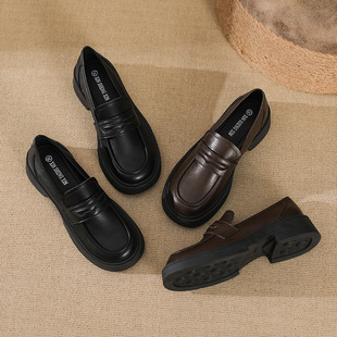 Genuine Leather Women's Shoes 2023 New Vintage British Style Shoes Women's Skirt Soft Bottom French Loafers