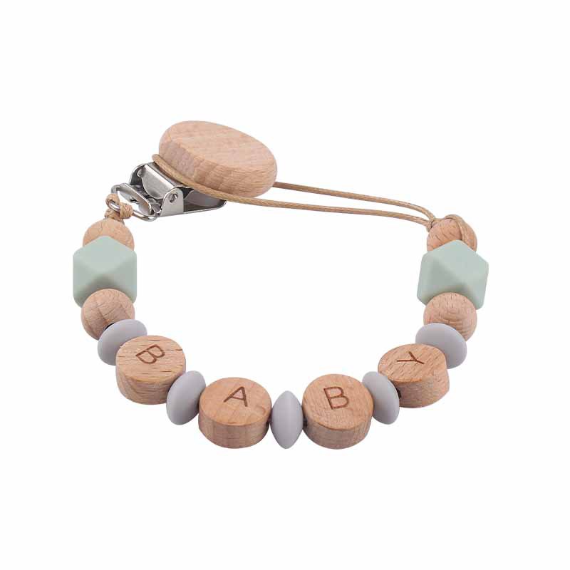 DIY creativo bebé suministros de haya plana chupete clip DIY bebé nombre molar calmante silicona chupete cadena