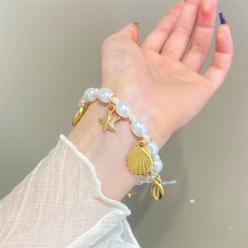 Summer Beach Ocean Series Exaggerated Starfish Necklace Women's Shell Bracelet Conch Earring Set Women_voghion.com