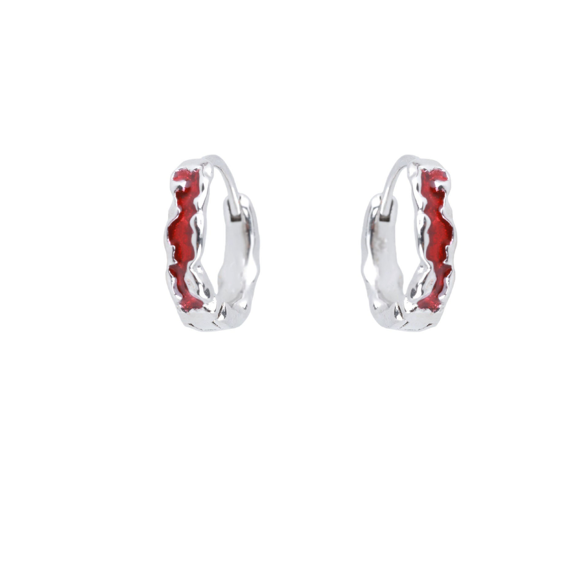Red Venom Style Single Earring Niche Light Luxury Unisex Irregular Texture Glaze Earrings_voghion.com