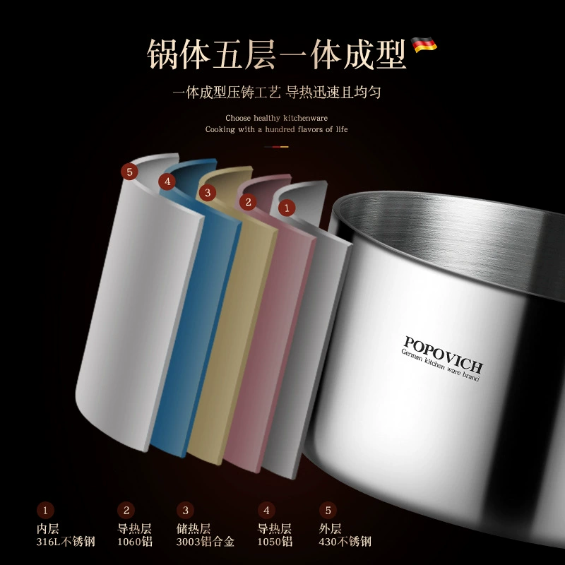 316 Stainless steel milk cooker without coating, non -stick pot house baby supplementary food cooker, baby instant noodle cooker small boiled pot soup pot
