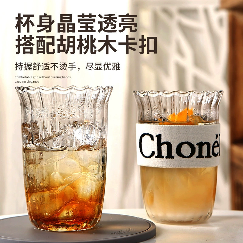 Новая стеклянная кружка в стиле инс с закругленными краями и полосками, большая вместимость, устойчивая к высоким температурам, для воды, молока, сока, для офиса