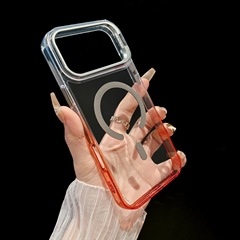 适用iPhone17PROMAX手机壳渐变双色磁吸苹果16E镜头支架保护套15